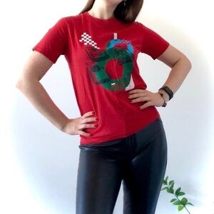 NWOT Fila Racing print t-shirt red formula 1 cars short sleeve top abstract new